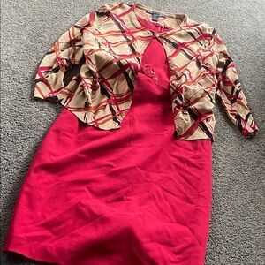 Nine West 6 red dress set Red and Beige Patterned Top